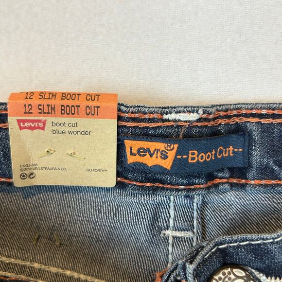 Levi's Boot Cut Jeans Adj Waist Stretch Blue Wonder Girls Sz 12 SLIM 24x27 NEW - Picture 6 of 14